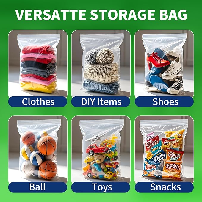 TUXIYA 50PACK 3 Gallon Large Zipper Bags for Storage 16" x 18" Storage Bags - Image 7