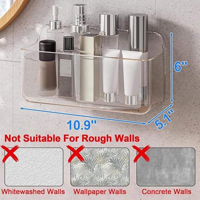 Diesisa Wall Mount Organizer, Large Adhesive Wall Self - Bathroom Shelf - Image 2