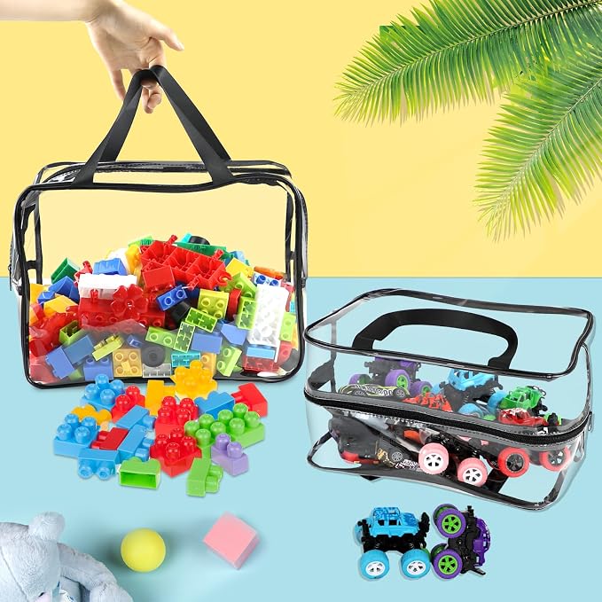 6 Pcs XL Toy Storage Bags Widen Waterproof Clear Toy Organizer with Labels - Image 4