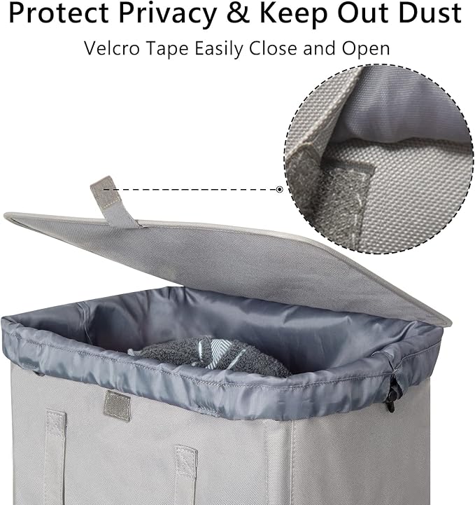 WOWLIVE 100L Laundry Hamper with Lid, Tall Dirty Laundry Basket for Dorm - Image 6