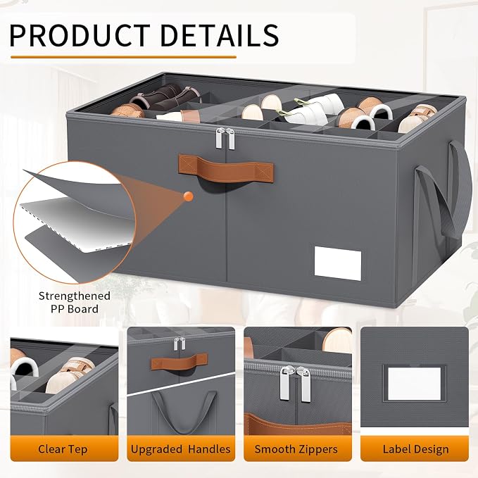 Shoe Organizer for Closet, Fits up to 40 Pairs, Gray, 2 Pack - Image 3