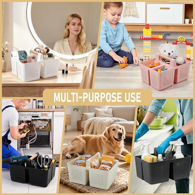 Portable Shower Caddy Basket Plastic Caddy Organizer with Handle White - Image 3