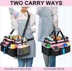 Cleaning Caddy,Large Cleaning Bags for Housekeepers,Cleaning Supplies Organizer with Handle,Pink - Image 5