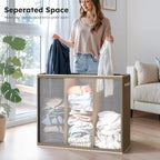 SOLEDI 180L 3-Section Laundry Hamper with Lid, Extra Large Dirty Clothes Basket with Sturdy Handles for Laundry Room & Bedroom - Durable Organizer for Sorting Laundry - Image 2