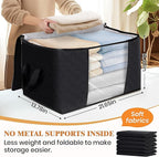 Fab totes 10 Pack Storage Bags for Clothes Blanket Storage Bins with Lids | Foldable Closet Organizers with Zippers,Window and Handles,Fabric Storage Bins for Sweater,Comforter,Bedding,Dorm essentials - Image 2