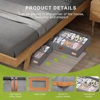 homyfort Shoe Organizer Under Bed, Fits 32 Pairs, Under bed Shoe Storage Boxes with Study Handles and Clear Cover, zapateras organizer for shoes, set of 2 - Image 3