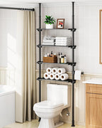 ALLZONE Adjustable Over The Toilet Storage Shelf, 4-Tier Ample Bathroom Organizer and Storage, Tension Mounted Above Toilet Storages Cabinet for Versatility, Fits 66-113 Inch Heights, Black by ALLZONE