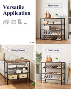 Kitsure Shoe Rack for Closet, Shoe Storage, 29.5" Wide - 4 Tier, Brown | Space-Saving Shoe Organizer with Leveling Feet, Sturdy & Rust-Proof Wooden Shoe Rack for Entryway, Bedroom, Living Room - Image 6