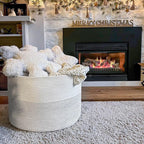 INDRESSME XXXLarge Woven Rope Blanket Basket Living Room White, 90L - Image 2