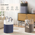 Laundry Basket,Woven Cotton Rope Laundry Hamper,Versatile Storage for Dirty Clothes,Baby Toys,and Blankets in Bathroom, Nursery,and Living Room (Blue, 60L) - Image 4