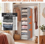 Deep Pocket Hanging Closet Organizer, 8 Tier Hanging Shoe Organizer | Adjustable Shelf Height Closet Organizers and Storage for Sweaters, Shoes, Hoodies & Blankets, Heavy Duty Hanging Shelves - Image 3