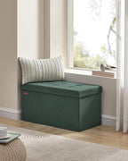 SONGMICS 30 Inches Folding Storage Ottoman Bench, Load 660 lb | Ottoman Foot Rest, Storage Chest, for Living Room, Entryway, Forest Green and Ink Black, MINOTA Collection ULSF047C01 - Image 8