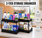 2 Pack Under Sink Organizer, Pull-Out Cabinet Storage Organizers for Bathroom & Kitchen, Multi-Purpose Under Counter Shelf Rack for Cleaning Supplies, Bottles & Toiletries, Cabinet Organizer-Black - Image 4