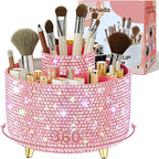 fanado Bling 360° Rotate Makeup Brush Holder Organizer, Makeup Organizers Countertop, Makeup organization and Skincare Storage for Vanity, Gift for Women Girls (Bling dz-Pink) by Unknown