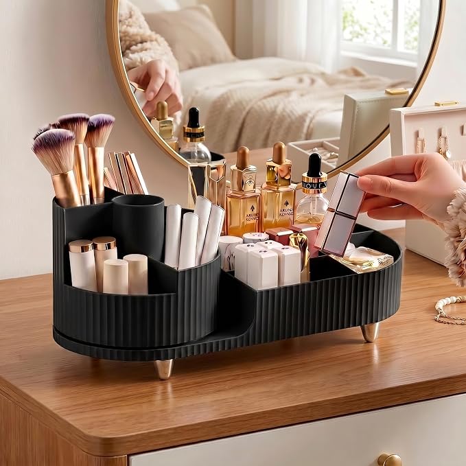 Booklov Rotating Makeup Organizer for Vanity Countertop, Black - Image 4