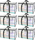 BALEINE 6-Pack Oversized Moving Bags with Reinforced Handles, Heavy-Duty Storage Tote for Clothes, Moving Supplies (Clear, 6-Pack) by BALEINE