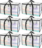 BALEINE 6-Pack Oversized Moving Bags with Reinforced Handles, Heavy-Duty Storage Tote for Clothes, Moving Supplies (Clear, 6-Pack) by BALEINE