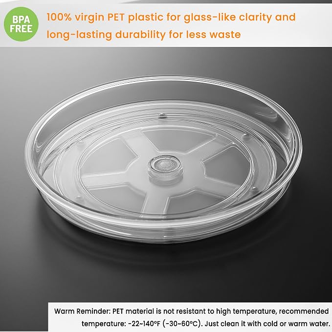 vacane 4 Pack Turntable Organizer Non-Skid, Large 13" Cabinet Lazy Susan Clear Turntable Organizer for Pantry Lazy Susan Organizer, Storage Containers for Kitchen, Countertop - Image 3