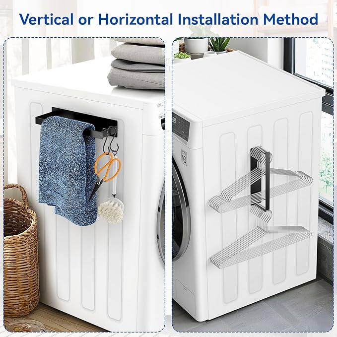 Laundry Room Organization and Storage Magnetic Dryer Ball Holder with Magnetic Hanger Holder, Magnetic Lint Bin for Washer Dryer, Iron Basket Dryer Ball Container, Magnetic Laundry Organizer (Black) - Image 6