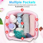 Fammart Mesh Shower Caddy Portable with Drawstring, Dorm Room Essentials for College Girls Guys, 8-Pocket Extra Large Shower Bag Basket Tote for Camping Beach Gym Travel Toiletry Bathroom - Image 4