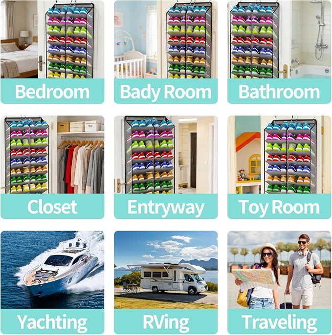Shoe Rack for Door, Over Door Shoe Organizer for Closet - Image 7