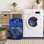 Larpur Mesh Laundry Basket, Pop up Laundry Hamper with Handles, Collapsible Clothes Basket for Travel, College, Dorm, Royal Blue - Image 4