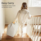 STORAGE MANIAC 2-Pack Large Laundry Hamper, 100L (26.4 Gal) Collapsible Laundry Basket with Bamboo Handles, Freestanding Waterproof Clothes Hamper for Laundry Room, Bedroom, Dorm, Towels, Stripe - Image 5