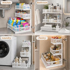 3-Tier Under Sink Organizer 2-Pack Organization for Bathroom Kitchen,White - Image 8