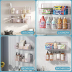 Spice Rack, 4-Pack Seasoning Organizer Wall Mounted for Kitchen Storage Organization, Metal Spice Holder Shelf for Cabinet, Pantry, Pink - Image 3