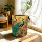 Peacock Laundry Basket Foldable Laundry Hamper With Handles Clothes Storage Bucket Organizer Laundry Bag For Bedroom Bathroom Laundry Storage 19.6 x 15.7 - Image 5