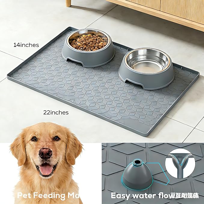 Under Sink Mats 14"x22" for Kitchen, Silicone Waterproof Liner, Sink Silicone Tray with Drain Hole, Storage and Organizers, Cabinet and Counter Protector,Litter Mat, Pet Cat Puppy Essentials - Image 3