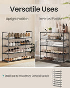 SONGMICS Shoe Rack, 4-Tier Shoe Organizer, Metal Storage Shelf | for Entryway, Upright or Upside Down, for 20-25 Pairs, Stackable, 11.8 x 36.2 x 29.1 Inches, Black ULSA14BK - Image 4