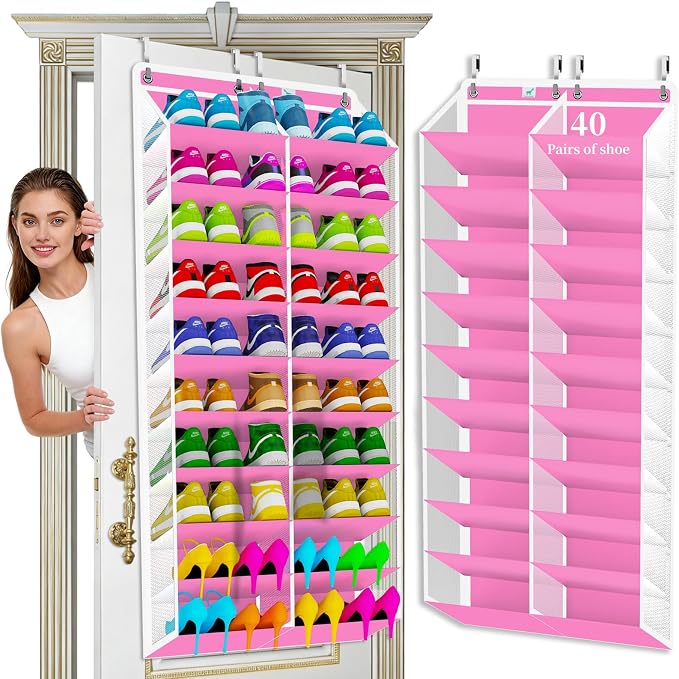 Shoe Rack for Door, Over Door Shoe Organizer for Closet by Zebricolo