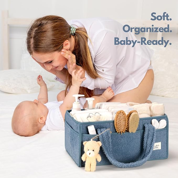 PeraBella Baby Diaper Caddy Organizer with Handle, Boy & Girl Shower Gift Basket, Portable Diaper Storage Basket Bin for Wipes, Newborn Baby Essentials Registry Search Must Haves, Car Caddy Organizer - Image 5