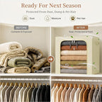GoMaihe Blanket Storage Bins with Metal Frame for Closet, 55L 4-Pack Beige - Image 6