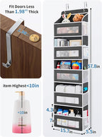 JARLINK Over the Door Organizer for Pantry, Bathroom, 5 Shelf Black, 2 Pack | Anti-Tilt Design, 44 lb Load Capacity, Hanging Door Organizer with 5 Large Capacity Pockets, Behind Door Storage for Nursery - Image 3
