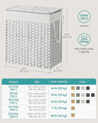 SONGMICS Laundry Hamper with Lid, 110L Double Wicker Basket, 6 Mesh Bags - Image 6