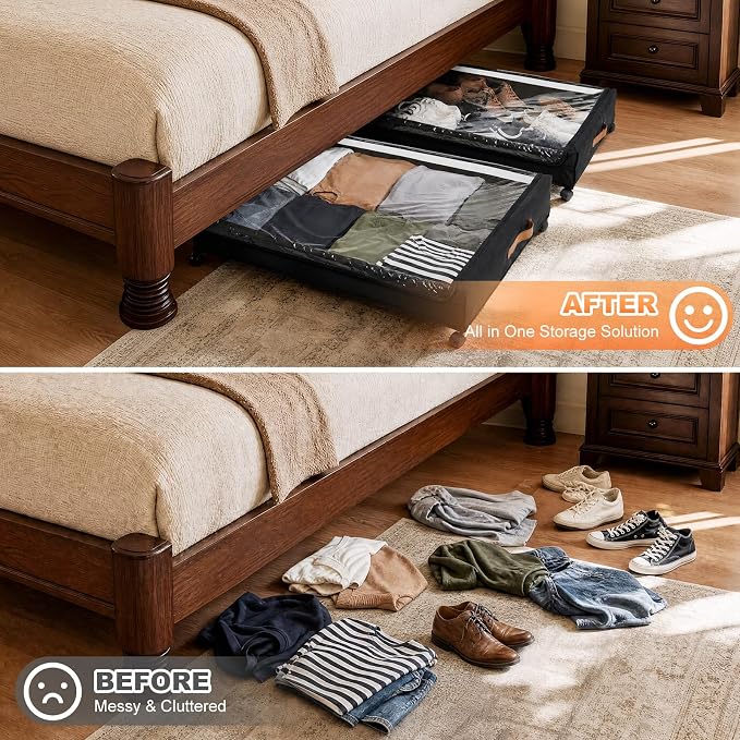 92L Extra Large Under Bed Storage with Wheels, 39.4" Extra Long Storage Box - Image 9