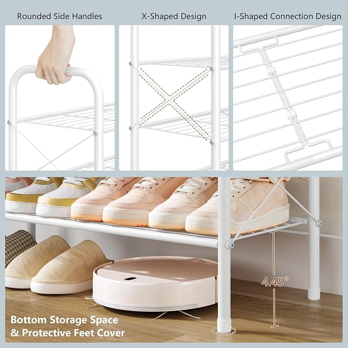 Hoctieon 5 Tier Shoe Rack for Closet, Durable Mesh Style Shoe Rack, Entryway Shoe Shelf, Shoe Storage Organizer for Hallway, Bedroom, Living Room, Wardrobe, White - Image 6