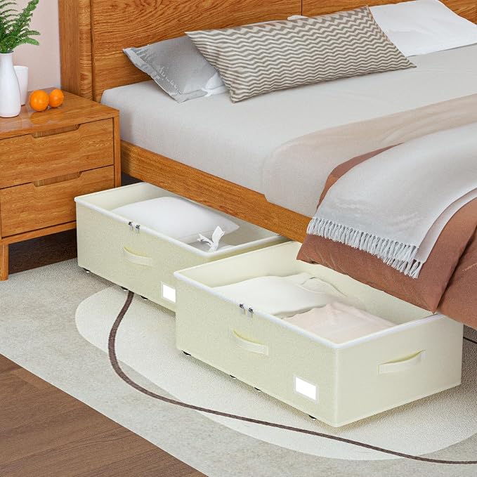 EE-RoomWorld Under Bed Storage with Wheels, No Assemble Required 10 inches height Under Bed Storage bins,Large capacity Rolling Underbed Shoe Storage containers，dorm underbed storage drawers - Image 4