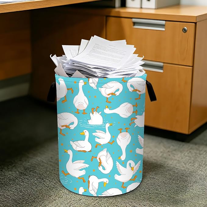 Ducks White Laundry Basket Foldable Laundry Hamper With Handles Clothes Storage Bucket Organizer Laundry Bag For Bedroom Bathroom Laundry Storage 19.6 x 15.7 - Image 7