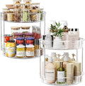 LAMU 2 Pack 2 Tier Lazy Susan Turntable Organizer 12inch Rotating Spice Rack Organization for Cabinet, Kitchen, Pantry, Countertop, Bathroom, Vanity, Medicine Cabinet Organizer, Clear by YourHome-OrganizationHelper