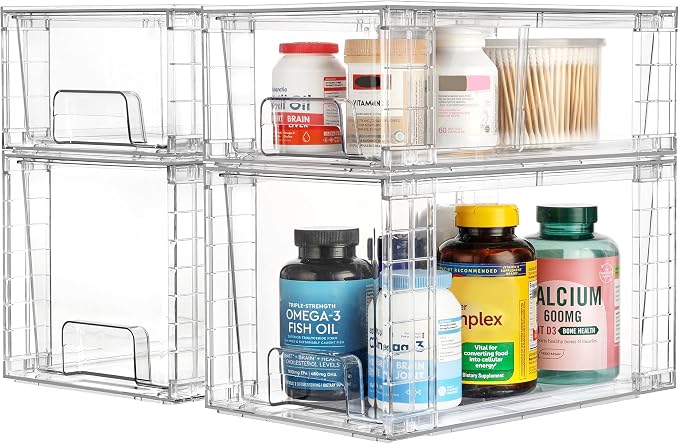 Vtopmart Clear Stackable Storage Drawers, 8 Pack Mixed Organizer Set - Image 8