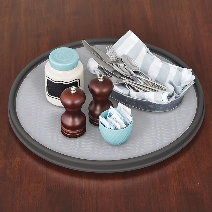 Copco Non-Skid Pantry Cabinet Lazy Susan Turntable, 18-Inch, Charcoal/Light Gray - Image 4