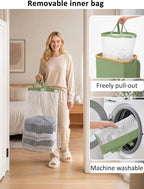 IEGrow Laundry Hamper with Lid,110L Laundry Basket with Mesh Bags,Green - Image 4