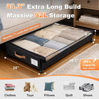 92L Extra Large Under Bed Storage with Wheels, 39.4" Extra Long Storage Box - Image 2