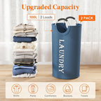 Lifewit 2 Pack 100L Laundry Basket with Aluminum Handles, Blue - Image 4
