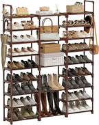 WOWLIVE 9 Tier 3-Column Shoe Rack, 50-55 Pairs Stackable Brown by WOWLIVE