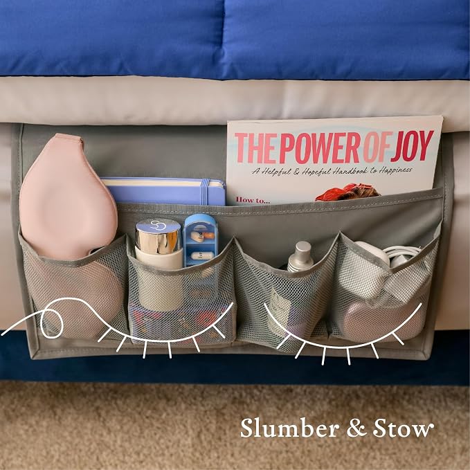 Houseify Slumber & Stow Hanging Bedside Caddy Organizer, 5 Pockets - Image 5