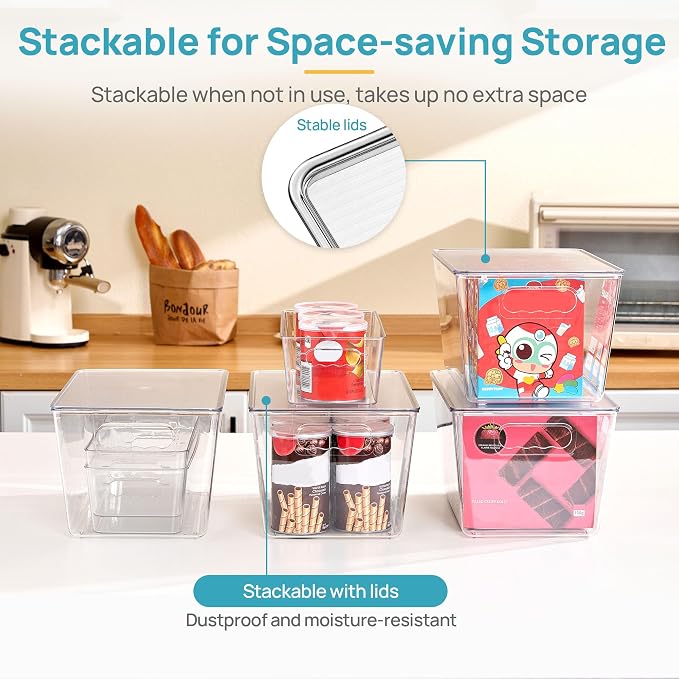 Vtopmart 10 Pack Clear Storage Bins with Lid Set for Pantry Organizer - Image 7